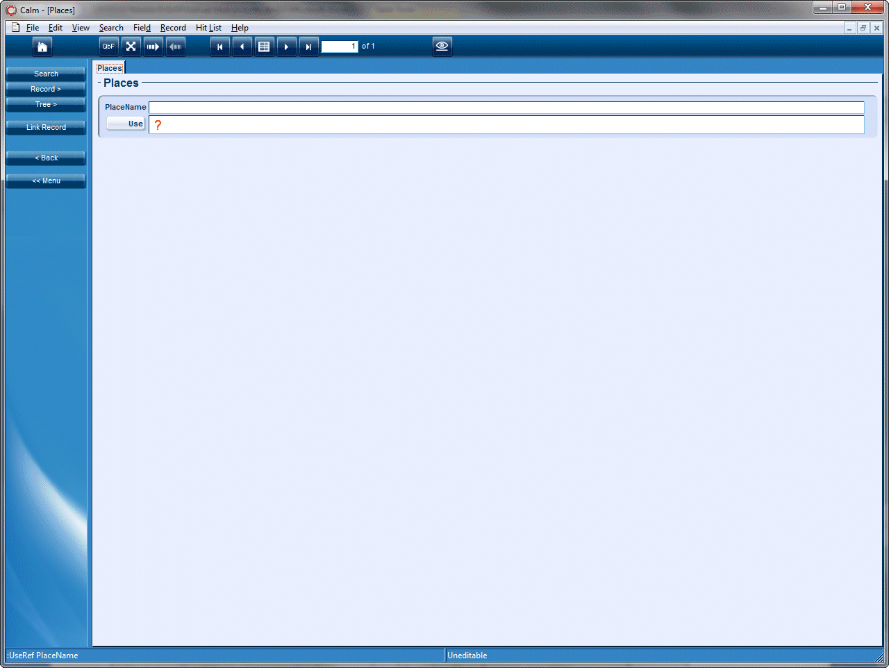 Image of blank useref place authority record
