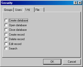 Image of security dialogue box showing Log tab