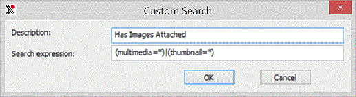 Image of a custom search dialogue box with a search for records with images set up