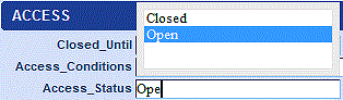 Image of a picklist popping up in the AccessStatus field
