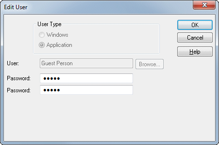 Image of Edit User dialogue box in security