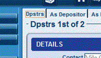 Image of the top-right corner of a Calm secord, showing the database name, Dpstrs