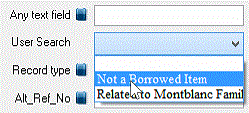 Image of search dialogue box showing user search drop-down box