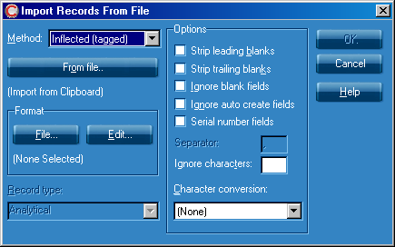 Image of import records dialogue box