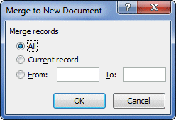 Merge to New Document dialogue box