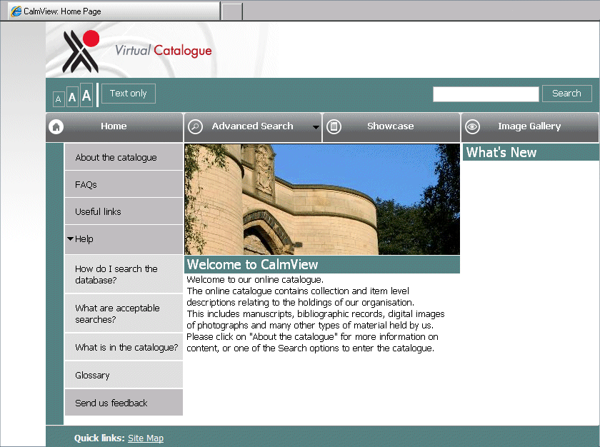 An example of a Calmview homepage