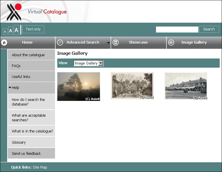 An example of an image gallery in gallery mode