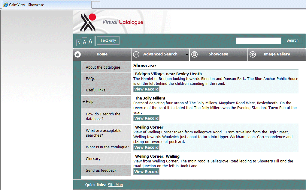 An example of a record showcase page