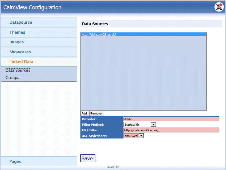 The Data Sources option under the Linked Data option