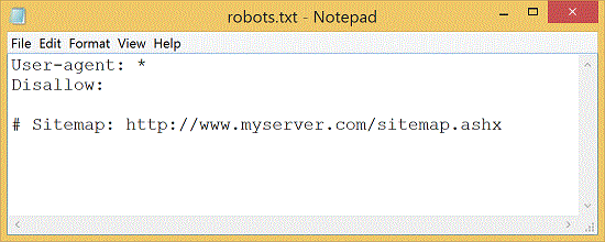 The robots.txt file, with a line reading # Sitemap: http://www.myserver.com/sitemap.ashx