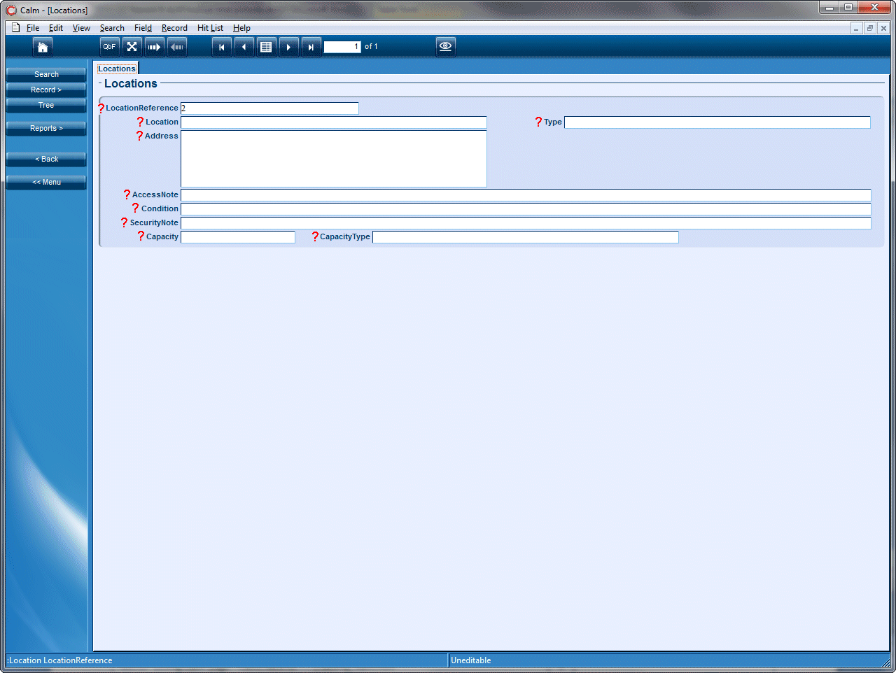 Image of blank location record