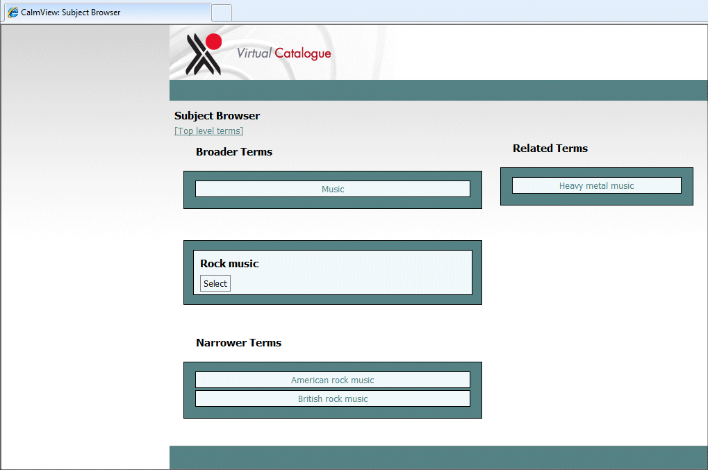 An example of the subject browser in Calmview