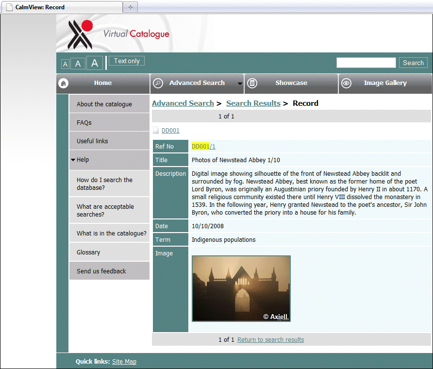 An example of a record