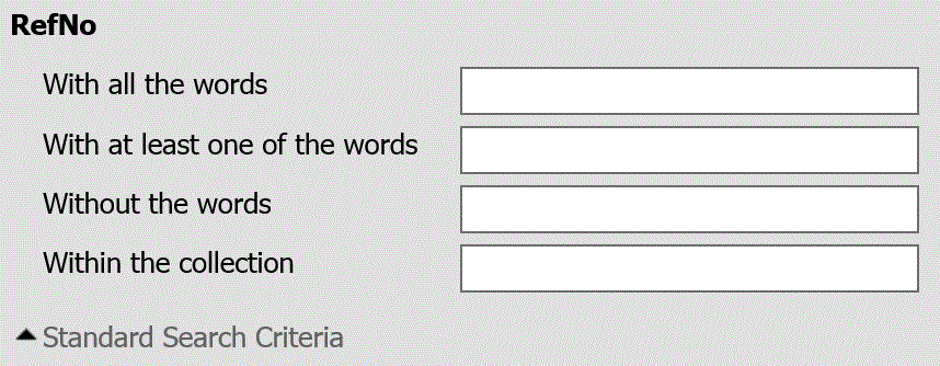 The Refine Search Criteria fields for the Advanced Search