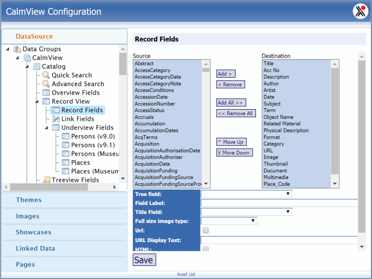The Record Fields option under Record View in the Datasource option