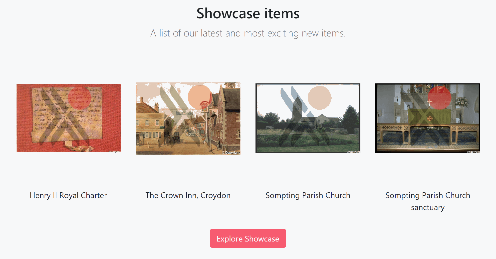 The What's New showcase on the home page, showing four items